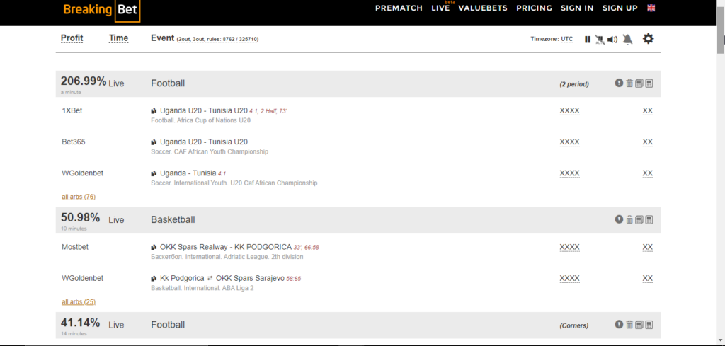 BreakingBet Live ArbitrageBetting