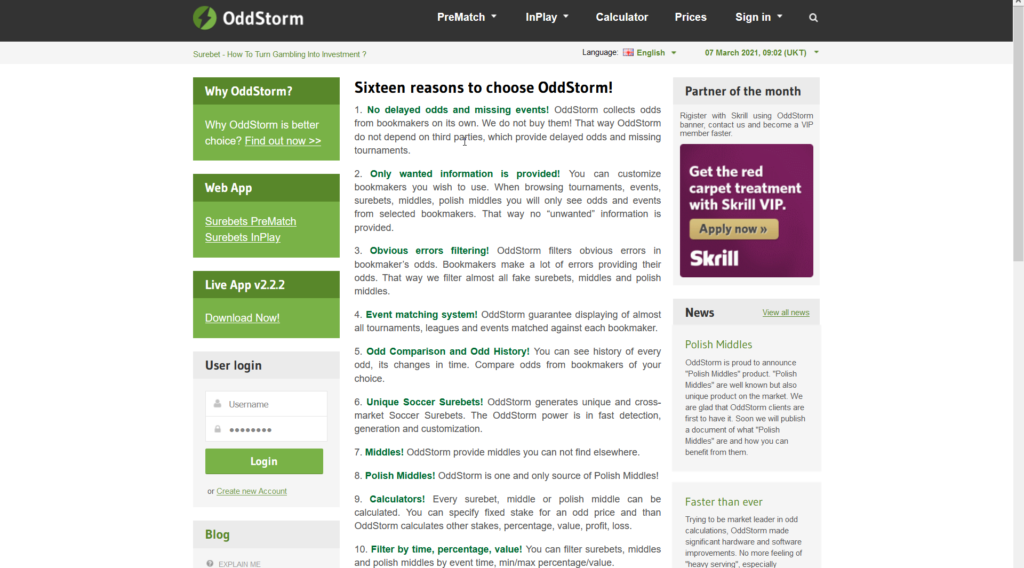 OddStorm best soccer arbitrage betting software